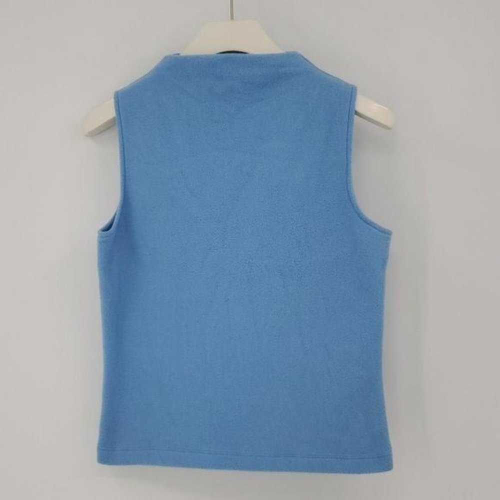 Ann Taylor Sky Blue High Neck Sleeveless Soft Warm Fleece Blouse Top Small